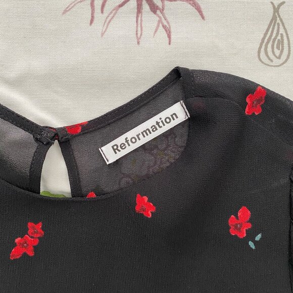 Reformation Gracie Mini Dress in Oracle Black Floral Size 2 - Picture 6 of 14